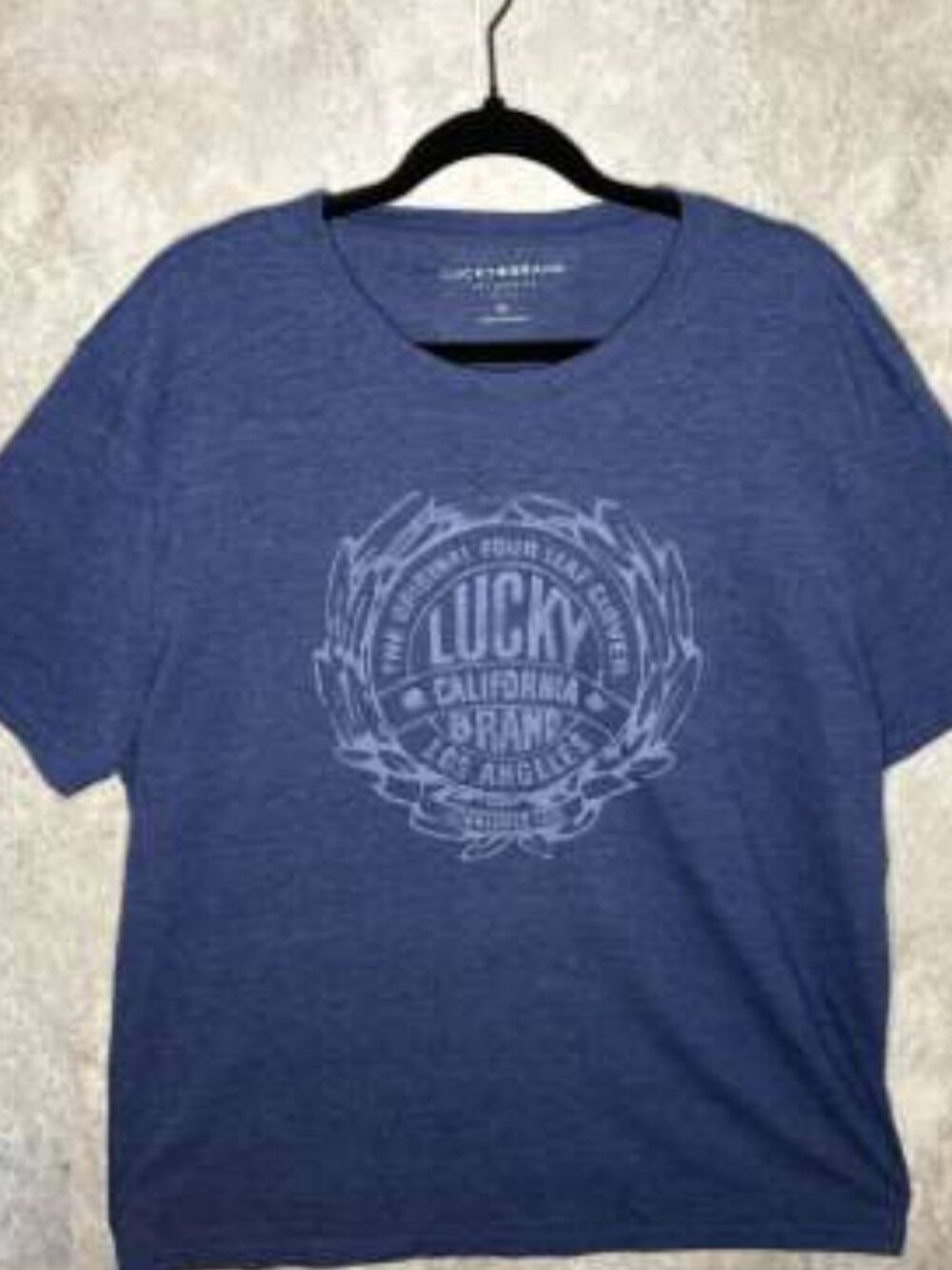 🍀 Lucky Brand | Original Four Leaf Clover | Heather Blue Graphic Tee — Size XL